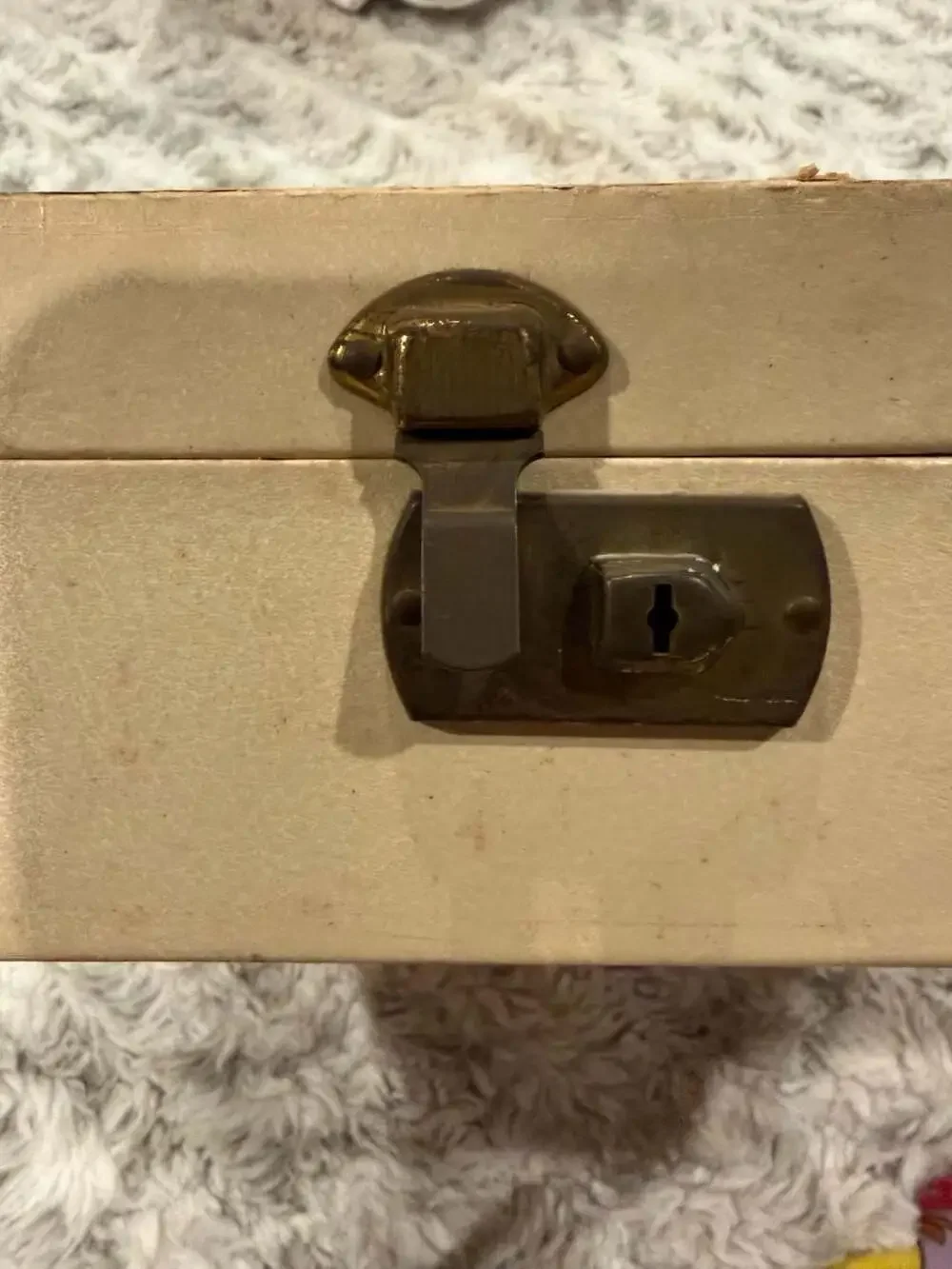 Vintage Mid-Century Jewelry Box with Red Velvet Interior and Mirror